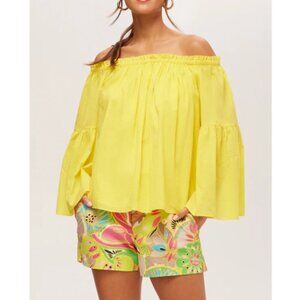 Trina Turk 'Perry' Off-The-Shoulder Cotton Top, Desert Sun Yellow